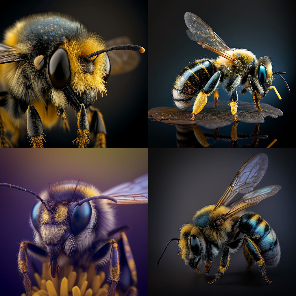 一只蜜蜂，显微摄影【Midjourney Prompt】